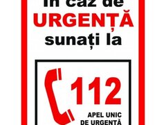 Placuta in caz de urgenta sunati la 112 apel unic de urgenta